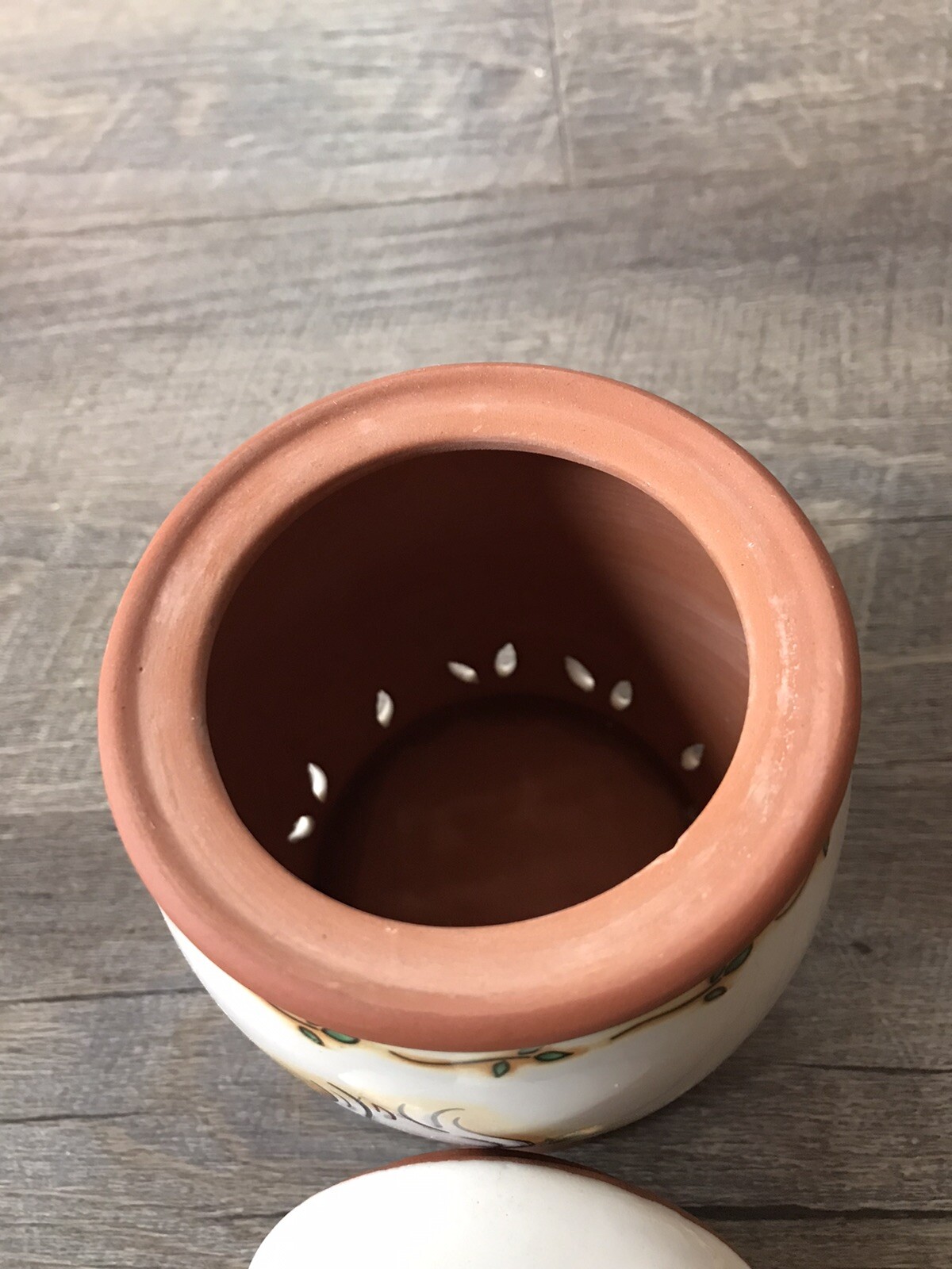 MSC Jocha Garlic Clove Keeper Terra Cotta Clay w/ Lid Storage Jar
