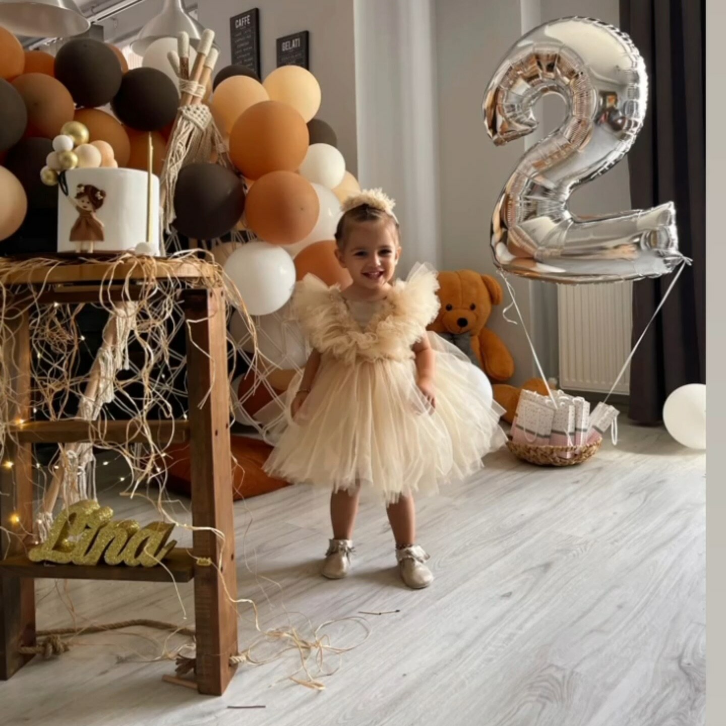 3rd Birthday Tulle Dress + Tulle Hairband + Satin Diaper Cover - Free Delivery