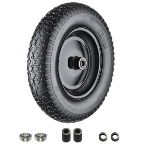 Pneus de brouette à plat 4.80/4.00-8, 14.5" Solide avec kit d'adaptateur