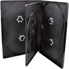 25 Pack  Standard 14Mm Black Six (6) Disc DVD Cases with Double Sided Flip Tray 
