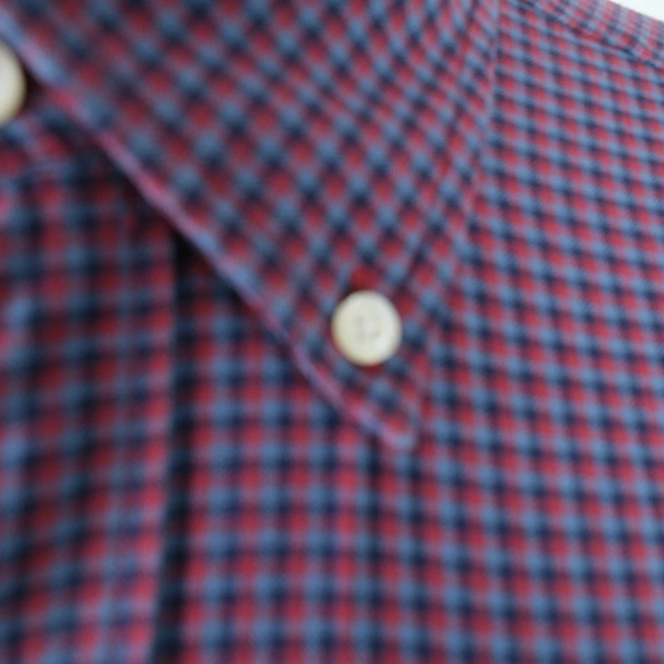 Camisa a Cuadros Lyle & Scott Escocia Para Hombres Años 80 2 Capas Algodón LS Abotonada Roja Azul L Foto 3 de 4