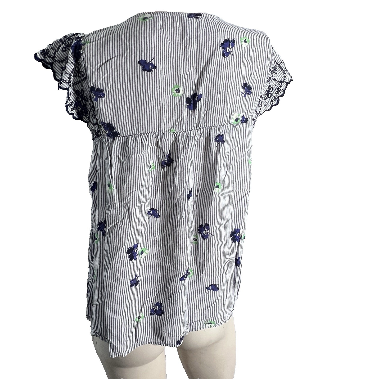 Old Navy M Tunic Peasant Milkmaid Floral Top Cottagecore Flutter Lace Sleeves