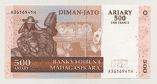 Madagascar 500 Ariary 2004 Pick 88 UNC Uncirculated Banknote