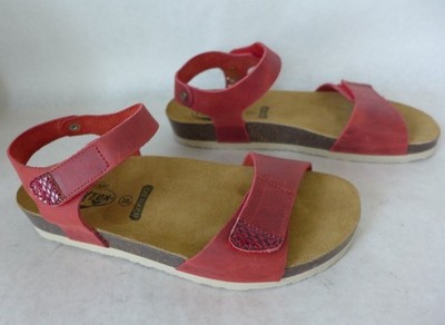 PLAKTON Made Spain Red Leather Sandals Women's EU 38 Comfort GEL TOUCH Footbed