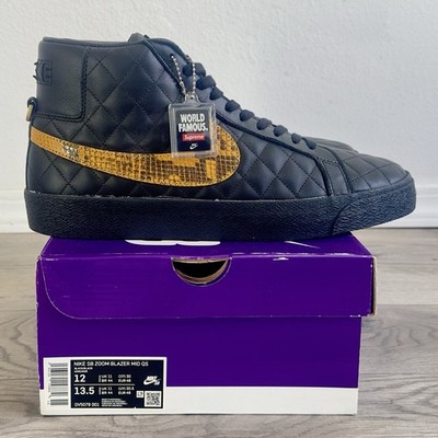 Supreme x nike zoom Sb blazer Size 12 Dv5078001 Black snake skin