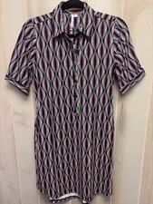 Lulu B Collar Button Dress SPX4558 UPF50+ Nylon Spandex NWT Black Pink Dot Print