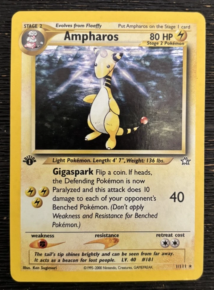 Deal for Pokemon TCG Neo Genesis Ampharos 1/111 1st Edition Holo