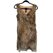Vintage Scarlett Leopard Print Ruffle Slip Dress   Size 10