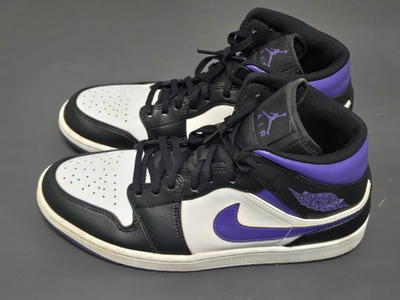 #ad Nike Air Jordan 1 Mid Mens Black Dark Iris PURPLE 554724 095 Size 10 Shoes $67.95