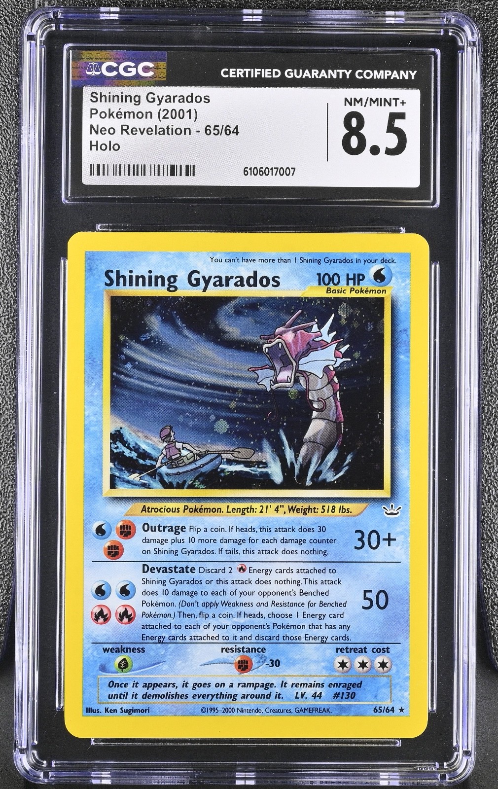 Shining Gyarados 65/64 Neo Revelation Unlimited Holo, CGC Grade 8.5 (NM/Mint+)