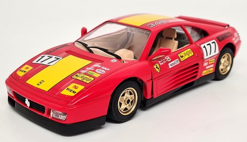 Burago 1/24 Ferrari 348tb Racing #177 1989 Rosso Red Diecast Model Car - Picture 3 of 7