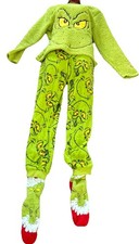 The Grinch Green Pyjamas Set Fluffy Fleece Small  +socks 