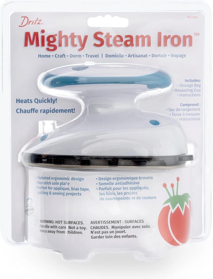 Plancha de vapor de viaje Dritz Mighty: mini plancha para acolchado, manualidades y costura, compacta Foto 2 de 4
