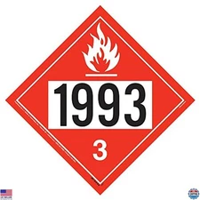 1993 Class 3 Flammable Liquid Placards - 10-Pack, 10.75" Vinyl, DOT Compliant