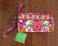 VERA BRADLEY Wristlet or Large Wallet LILLI BELL Pink Green White 7x4x1