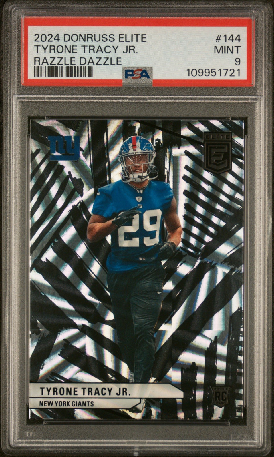 PSA Mint 9 2024 Donruss Elite TYRONE TRACY JR Rookie Razzle Dazzle RC #144 Pop 2
