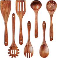 KüChenhelfer Set Holz 7-Tlg. Kochutensilien HitzebestäNdig SpüLmaschinenfest