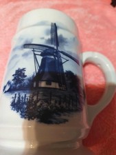 Vintage Delft Blauw scena mulino a vento grande tankard/tazza - Made in Holland