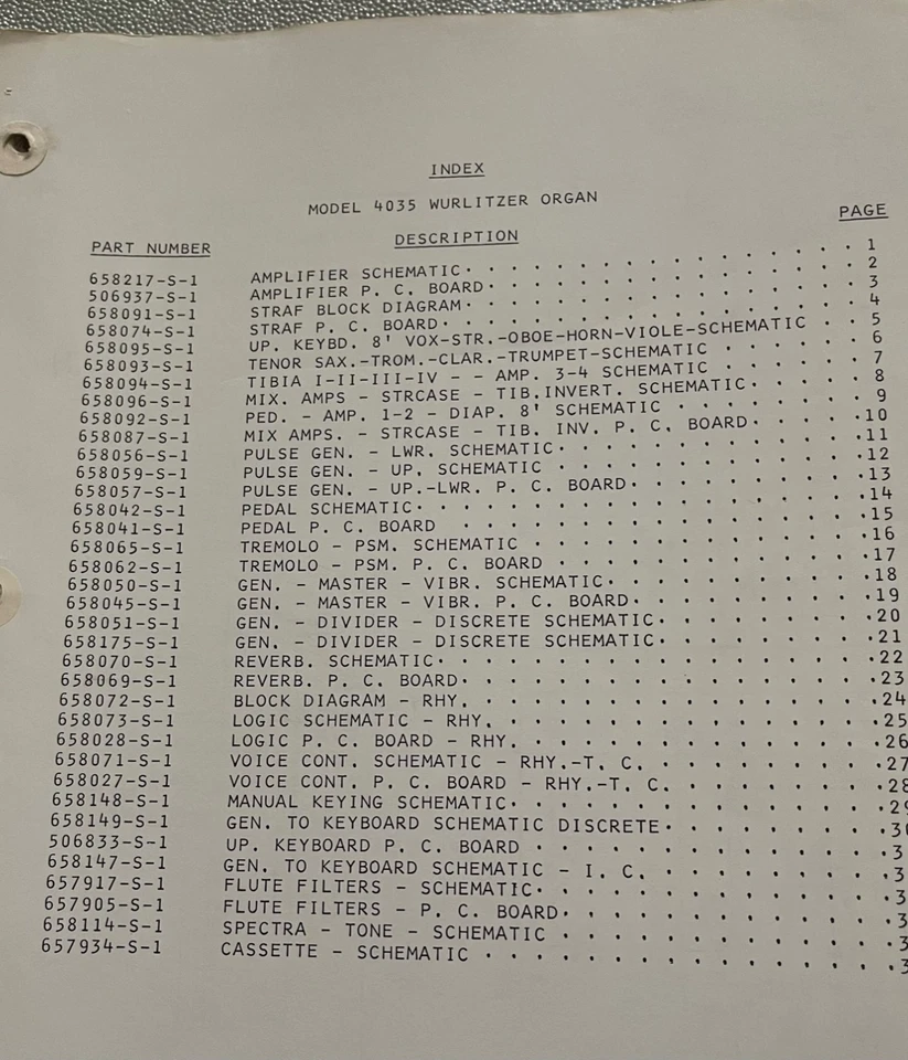 ORIGINAL ** Manual de Servicio Wurlitzer Organ Orbit III Modelo 4035 - 4037 Foto 3 de 4