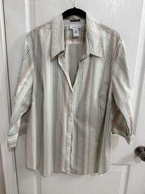 Avenue Womens 22/24  V Neck Button Down Blouse