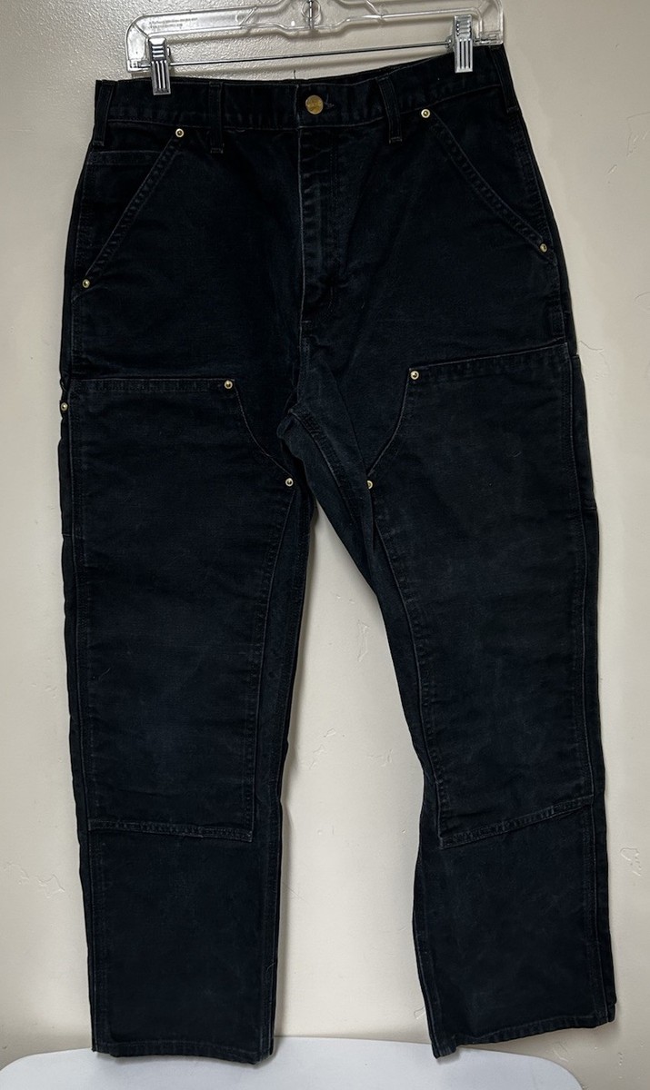 Vintage Carhartt Double Knee Carpenter Pants Mens 32x32 B01 BLK | eBay