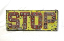 Antique Railroad Glass Cats Eye Reflector Stop Sign Pressed Steel