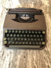 Smith Corona Skyriter Portable Manual Typewriter 1950s Vintage with Metal Case thumbnail