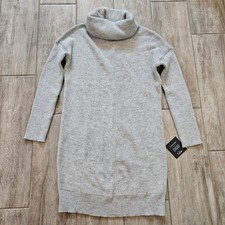 Lulus Tea Reader Light Grey Sweater Dress Size M NEW Turtleneck Knit Mini Cozy