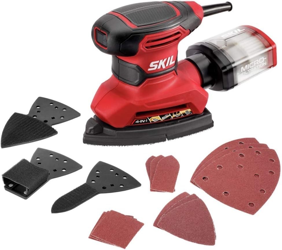 Corded Multi-Function Detail Sander with Micro-Filter Dust Box 12 Sanding Sheets