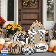 5 Pcs Thanksgiving Decorations for Home Large Thanksgiving Outdoor Wood Pumpk