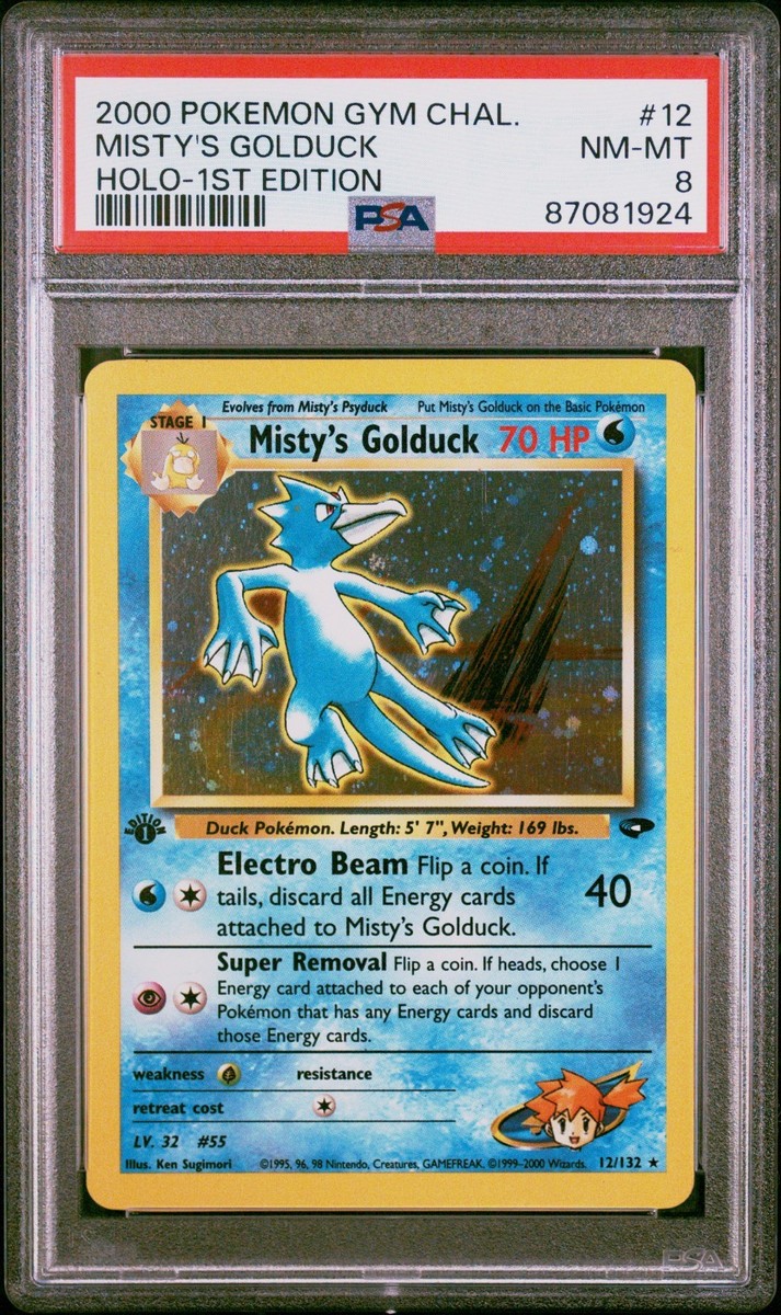 PSA 8 Misty's Golduck Holo 12/132 1st Edition Gym Challenge 2000