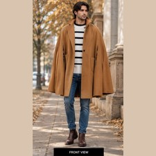 New 18th  19th Skin Wool Century Triple Cape, Men's Capes Coat