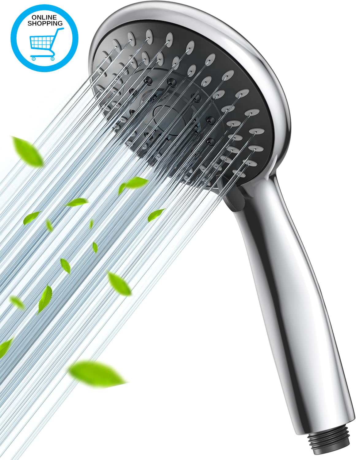 Shower Head, High Pressure Shower Head - 5 Spray Chrome Handheld Showerhead, Uni