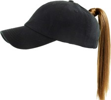 Classic Plain Ponytail Messy High Bun Headwear Adjustable Cotton Trucker Mesh...