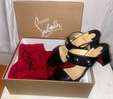 Christian Louboutin Simple Billie Black/Silver Nappa LeatherSandals Size 41/11B
