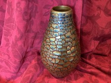 Vintage ZSOLNAY Green Eosin Cracked Effect 22 Cms Vase (1 Mosaic Piece Damaged)