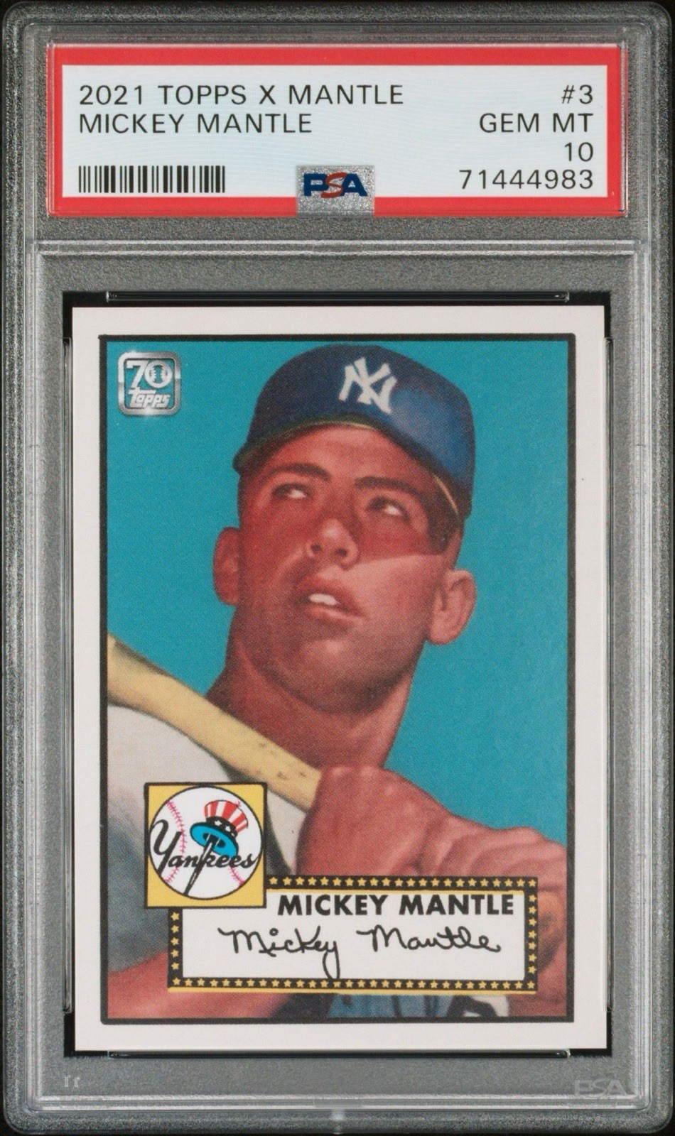 2021 Topps X New York Yankees #7 Mickey Mantle #3 PSA 10