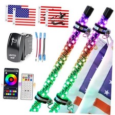 2PCS 4FT LED Whip Lights with Spring Base Spiral RGB Chasing 4FT/ Pack of 2 