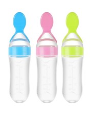 Silicone Baby Food Feeder Dispensing Squeeze Spoon Infant Toddler 3 oz 3 PCS