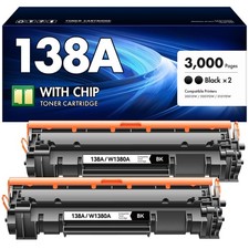 138A Toner Cartridge 2-Pack with Chip   High-Yield Replacement HP W1380A/W1380X