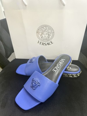 Versace  Azul  Medusa Logo Women's Slip-On Slide Sandals Party