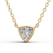 14K Yellow Gold 0.25 Ctw Lab Grown Trillion Shape Diamond Solitaire Pendant