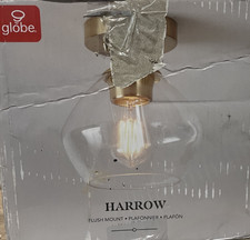Globe Electric 91001966 Harrow 1-Light Semi-Flush Ceiling Light - Brass