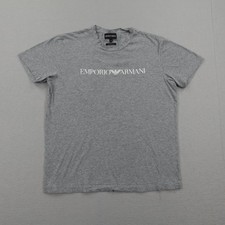 Emporio Armani Shirt Mens Medium Gray White Spell Out Logo Essential Crew Tee
