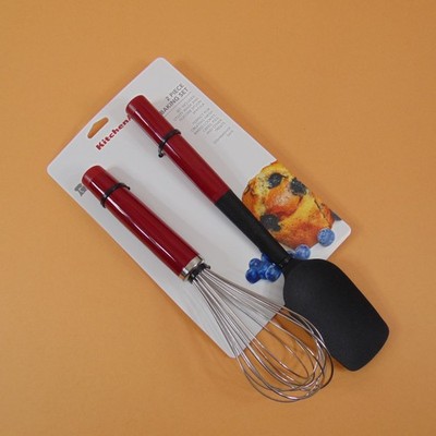 KitchenAid 2-Piece Baking Set Red Stainless Steel Wire Whisk & Silicone Spatula