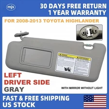 Gray Left Driver Side Sun Visor w/ Mirror For Toyota Highlander 2008-2013