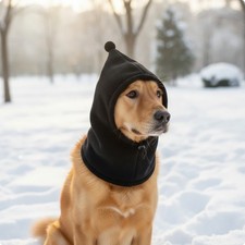 Fleece Pet Hood with Drawstring Warm Hood with Neck Gaiter Snug for Dogs