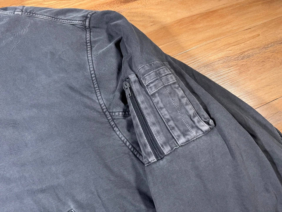 Greg Ross Reversible Gray Terry Cloth Oversized Full Zip Bomber Jacket Hoodie M - Image 3 of 4