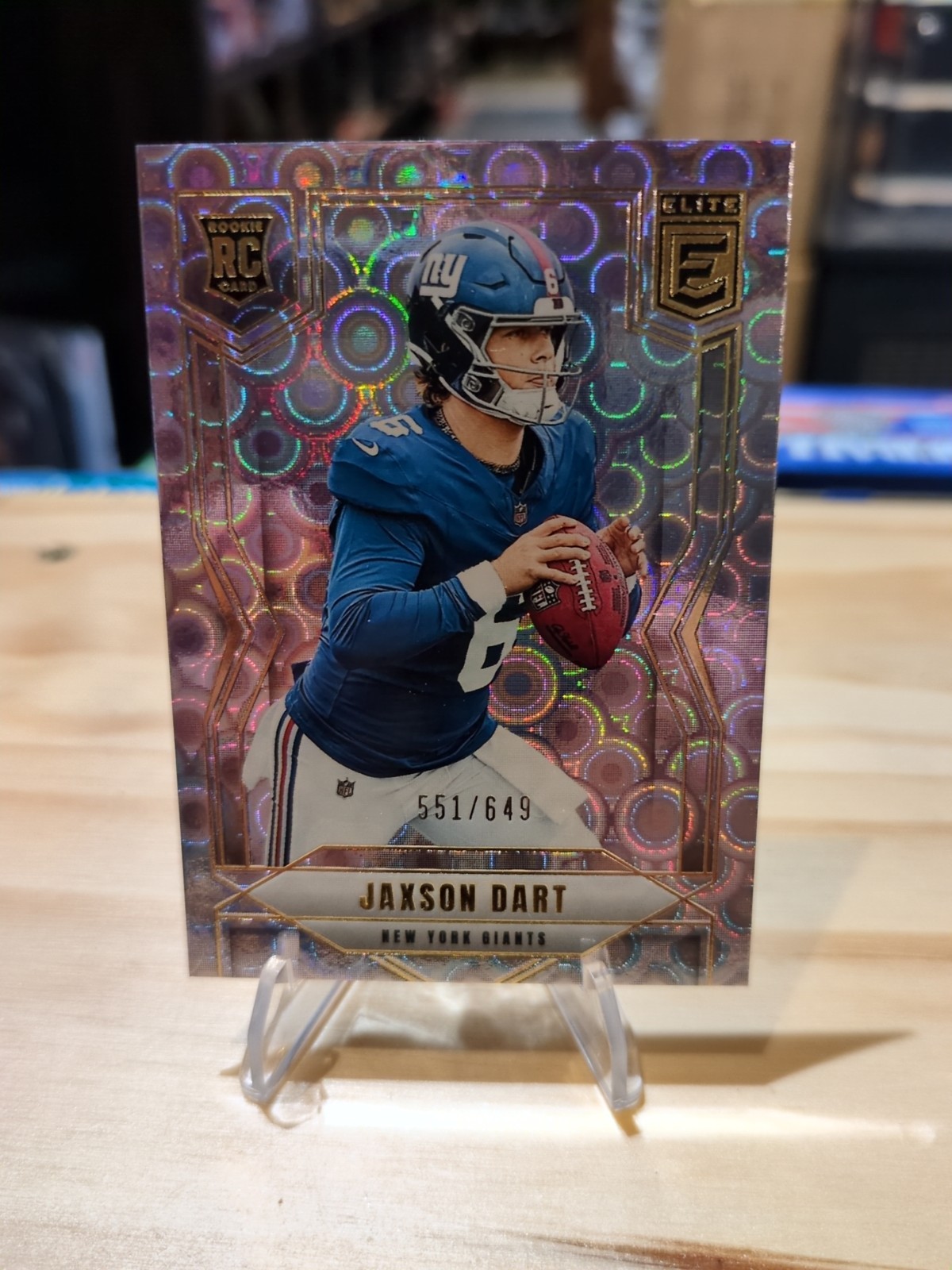 2025 Panini Donruss Elite - Rookies Jaxson Dart #103 Lavender Pyramids /649 (RC)