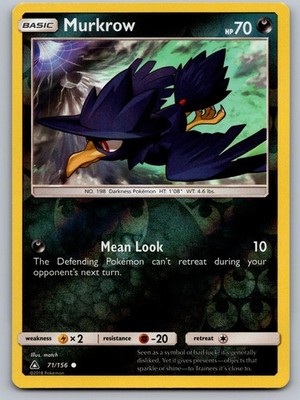 Murkrow 71/156 Ultra Prism Pokemon Reverse Holo Lightly Played